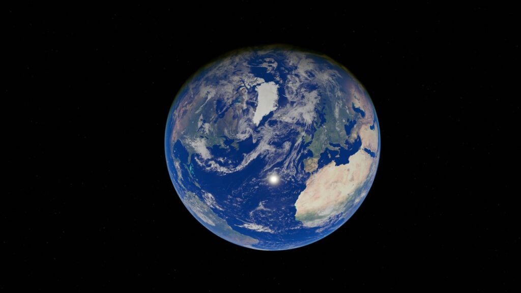 Mesmerizing view of Earth showing continents and oceans from outer space.