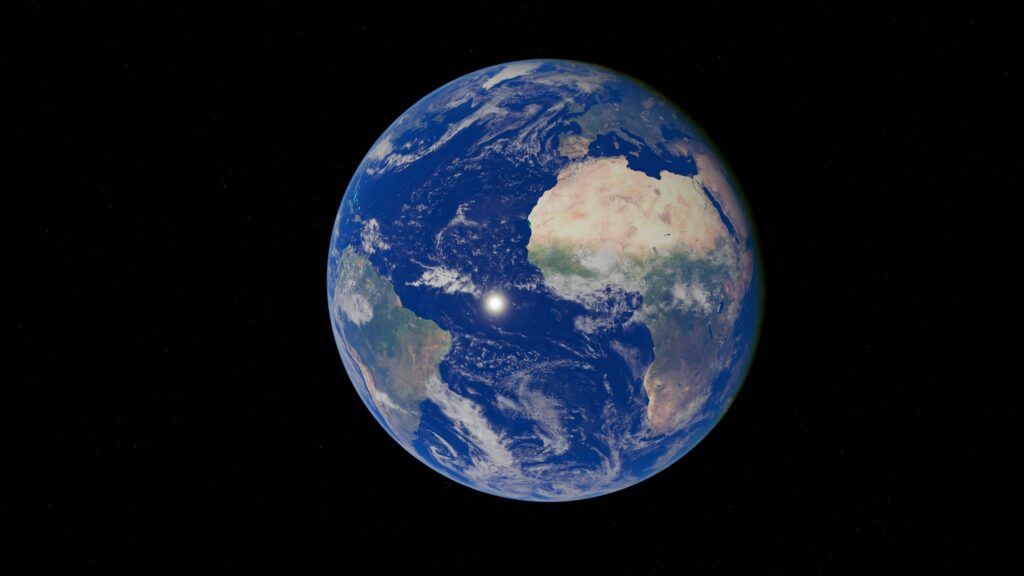 A breathtaking aerial view of Earth showcasing its vibrant oceans and continents.