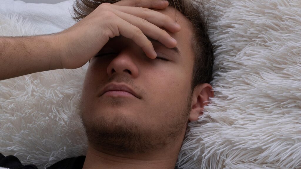 boy, sick, lying, ill, fever, exhausted, sad boy, depression, sad, lonely, unwell